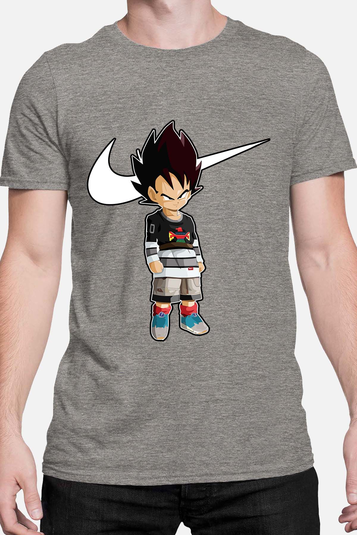 COULEUR:Gris|T-shirt Homme | Vegeta Virgule Gris