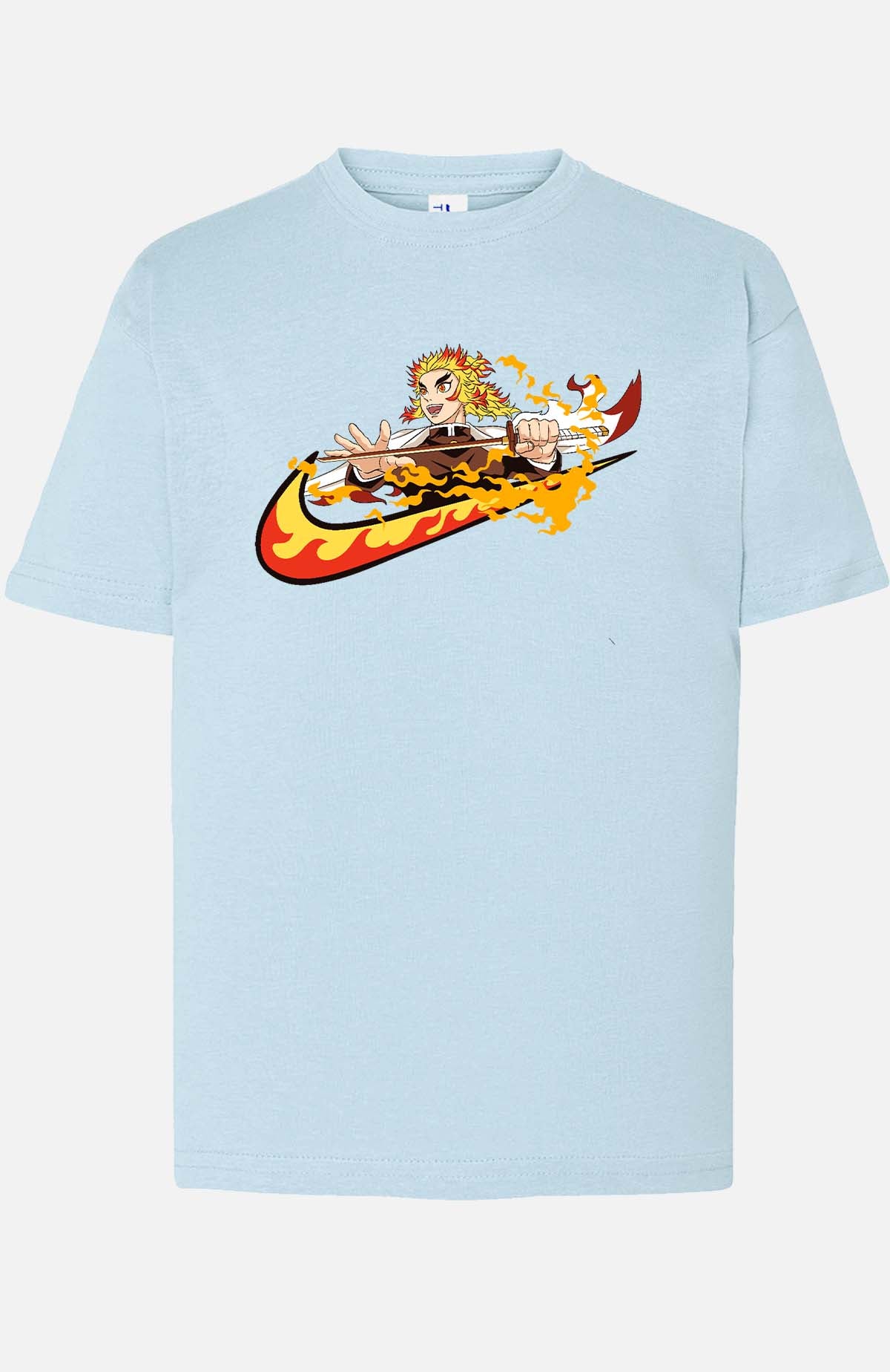 COULEUR:Bleu Ciel|T-shirt Garçon | Virgule Slayer Rengoku Bleu Ciel