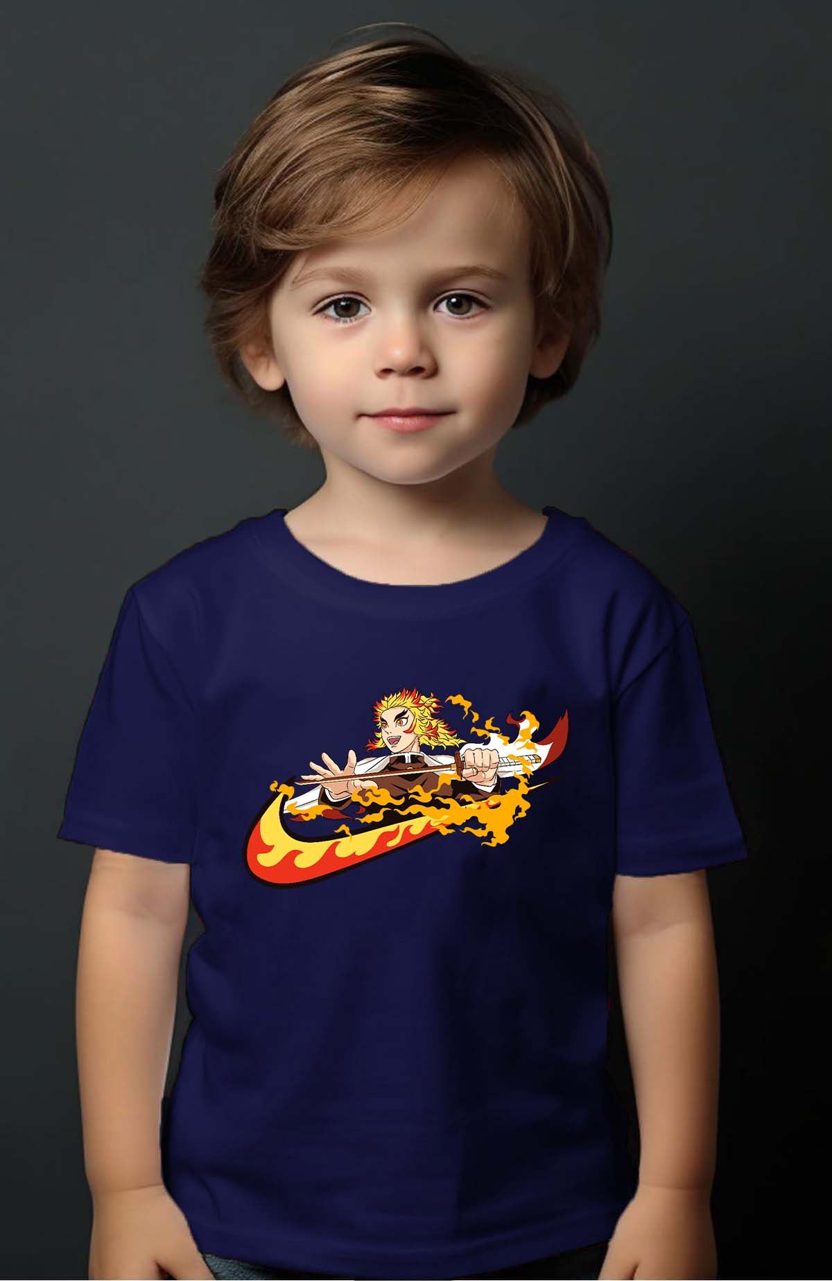 COULEUR:Marine|T-shirt Garçon | Virgule Slayer Rengoku Marine