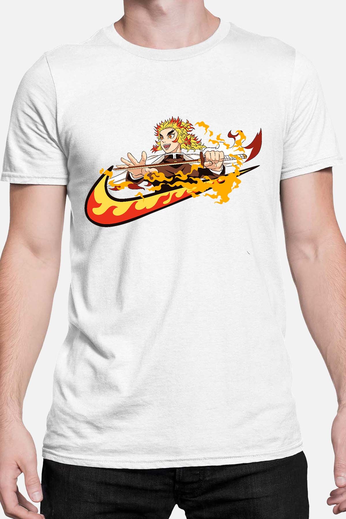 COULEUR:Blanc|T-shirt Homme | Virgule Slayer Rengoku Blanc