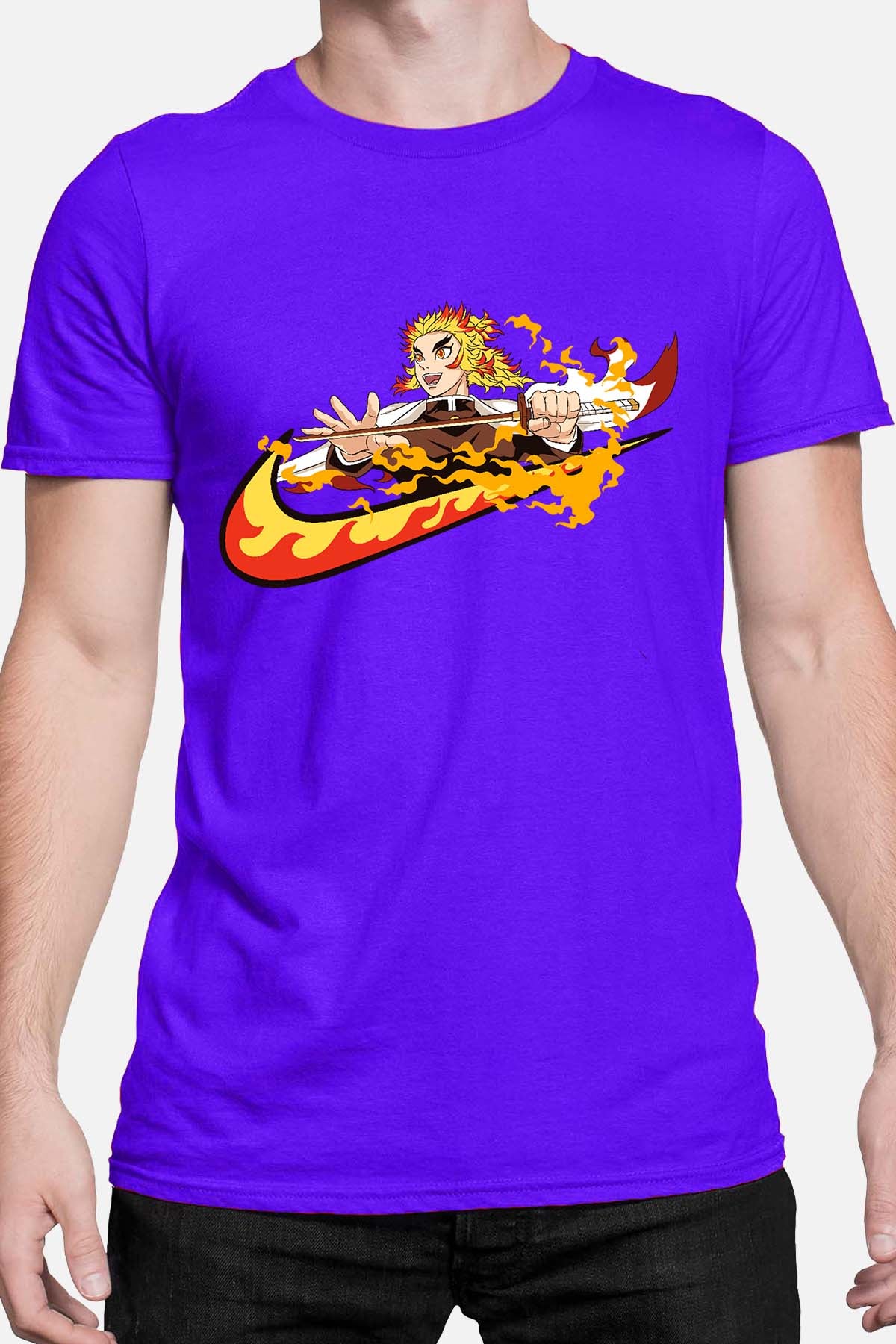 COULEUR:Bleu Roi|T-shirt Homme | Virgule Slayer Rengoku Bleu Roi