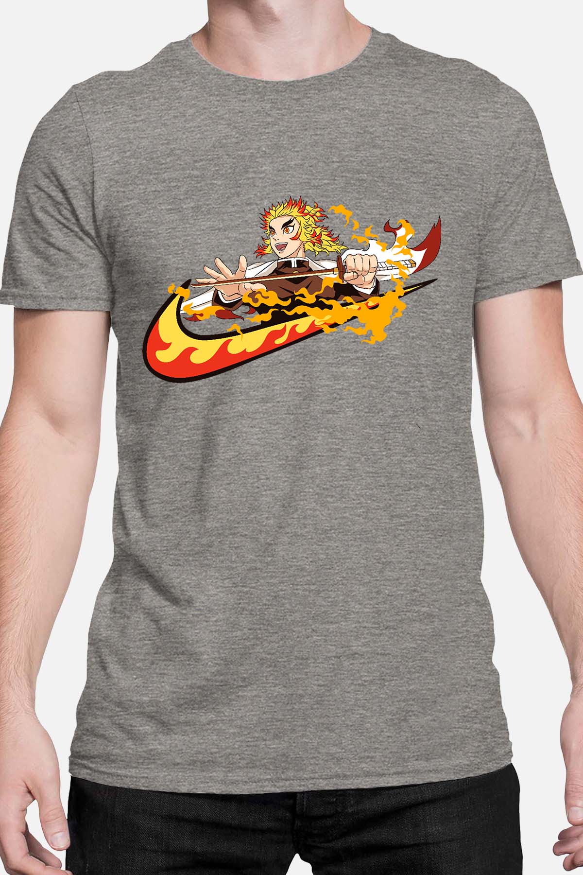 COULEUR:Gris|T-shirt Homme | Virgule Slayer Rengoku Gris