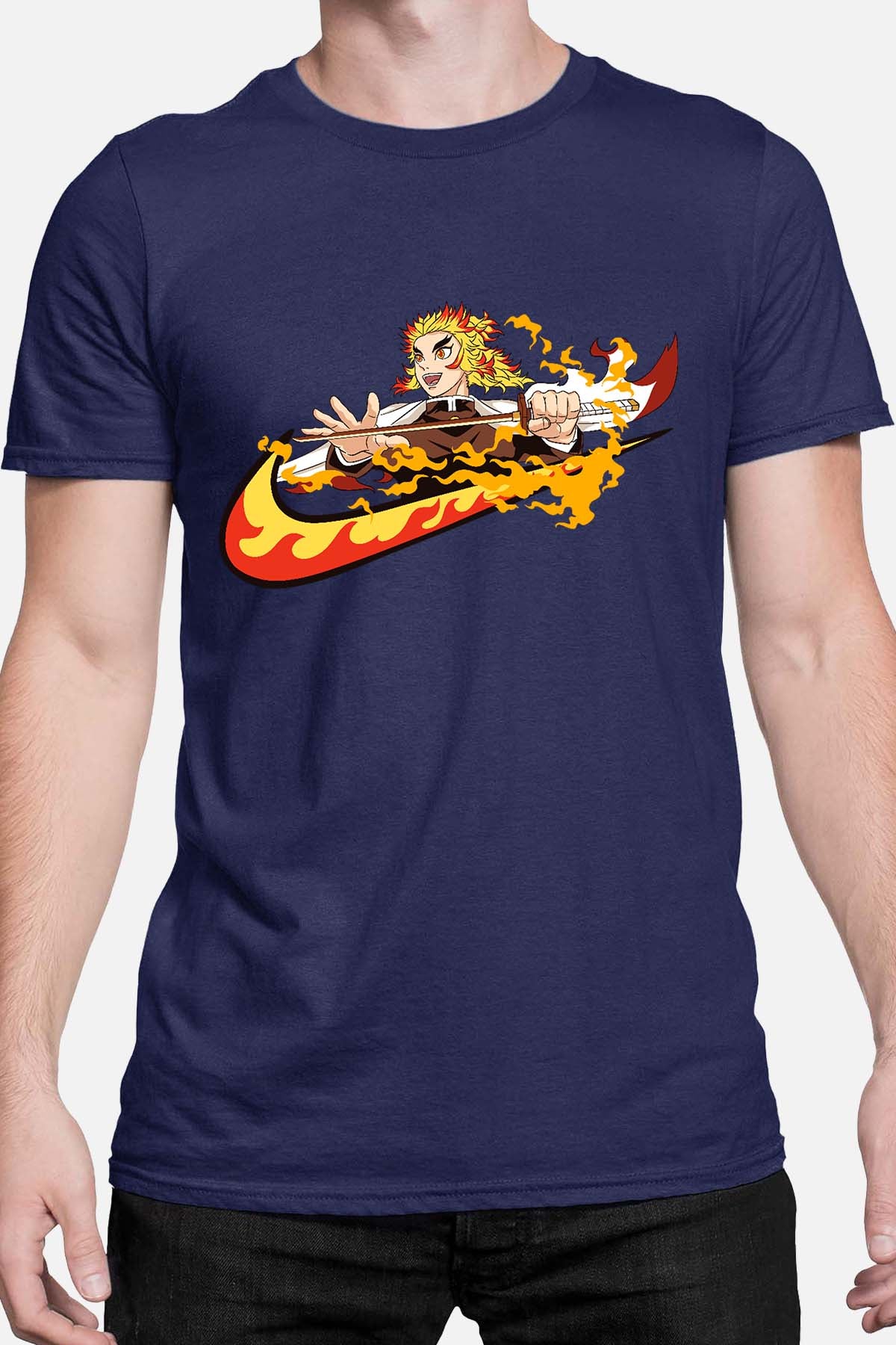 COULEUR:Marine|T-shirt Homme | Virgule Slayer Rengoku Marine