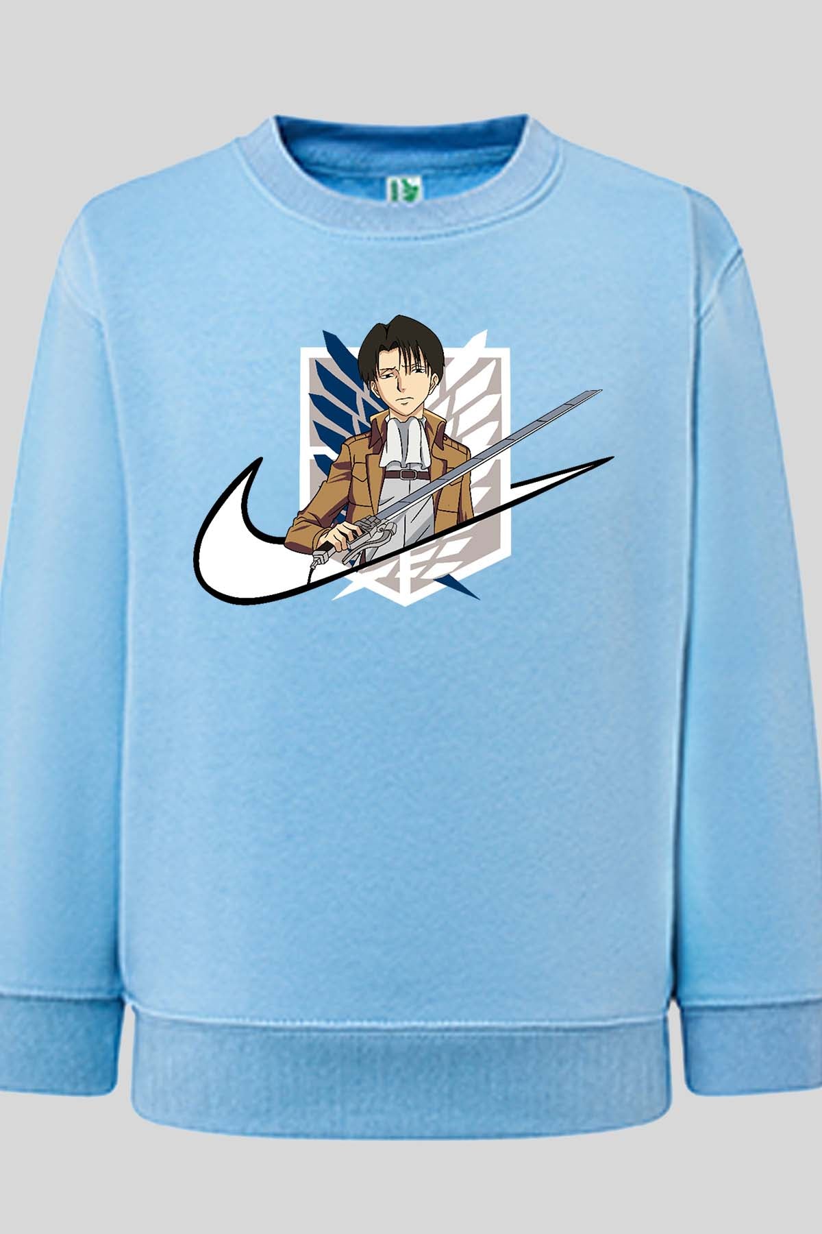 COULEUR:Bleu Ciel|Sweat Col Rond Homme | Virgule Titan Levi Bleu Ciel