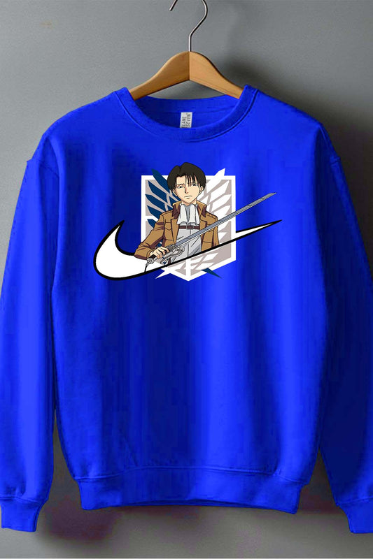 COULEUR:Bleu Roi|Sweat Col Rond Homme | Virgule Titan Levi Bleu Roi