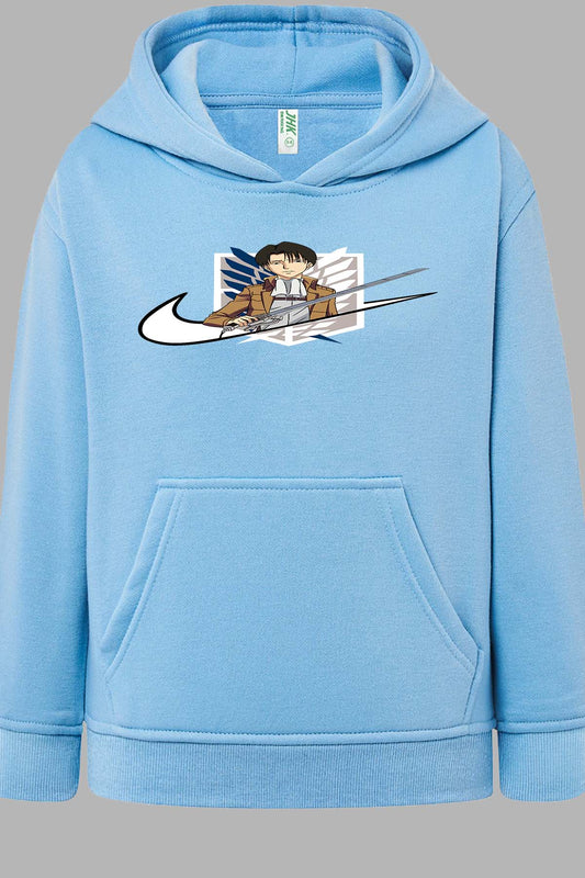 COULEUR:Bleu Ciel|Sweat Capuche Garçon | Virgule Titan Levi Bleu Ciel