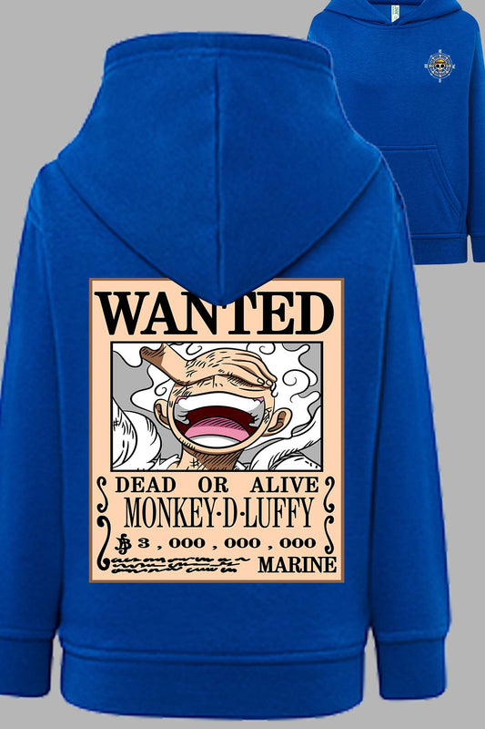 COULEUR:Bleu Roi|Sweat Capuche Garçon | Wanted LUFFY GEAR Bleu Roi