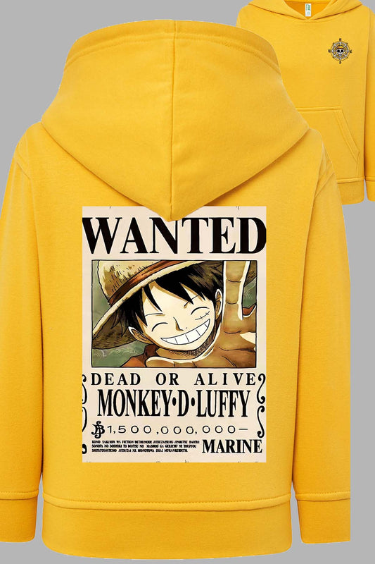 COULEUR:Jaune|Sweat Capuche Homme | Wanted Monkey D Jaune