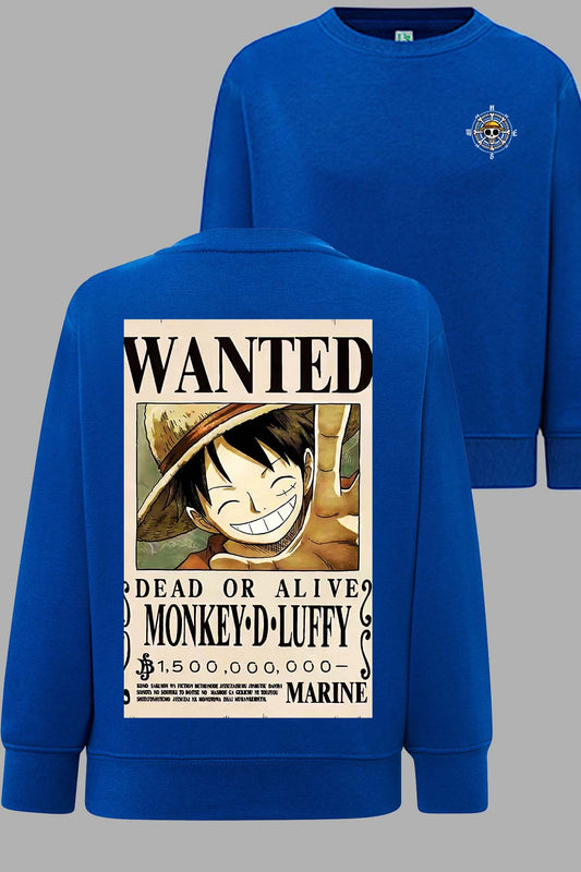 COULEUR:Bleu Roi|Sweat Col Rond Homme | Wanted Monkey D Bleu Roi