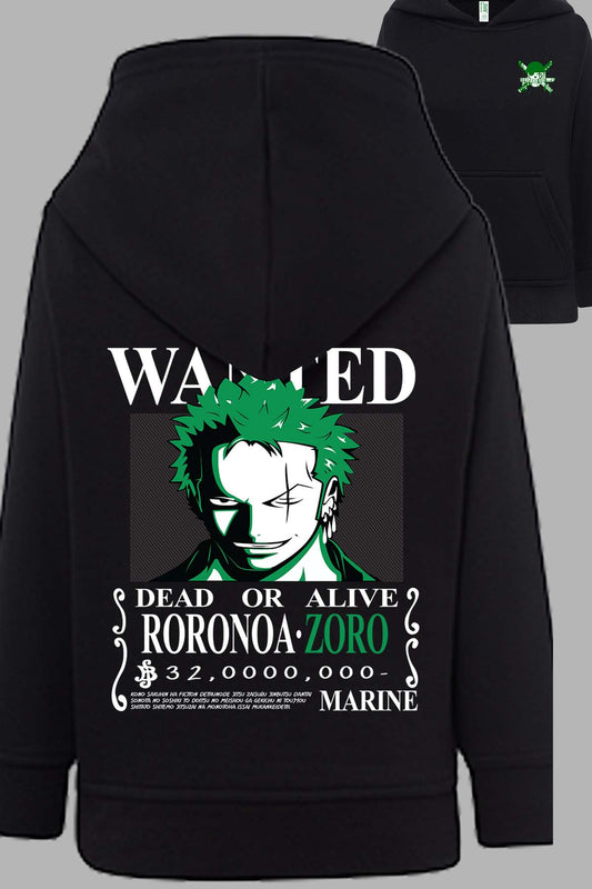 COULEUR:Noir|Sweat Capuche Homme | Wanted Roronoa Noir