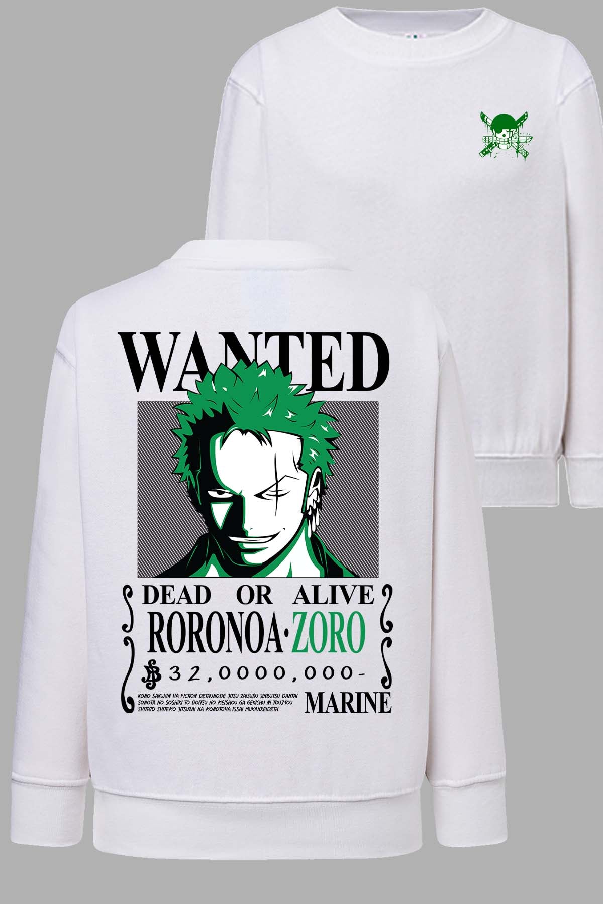 COULEUR:Blanc|Sweat Col Rond Homme | Wanted Roronoa Blanc