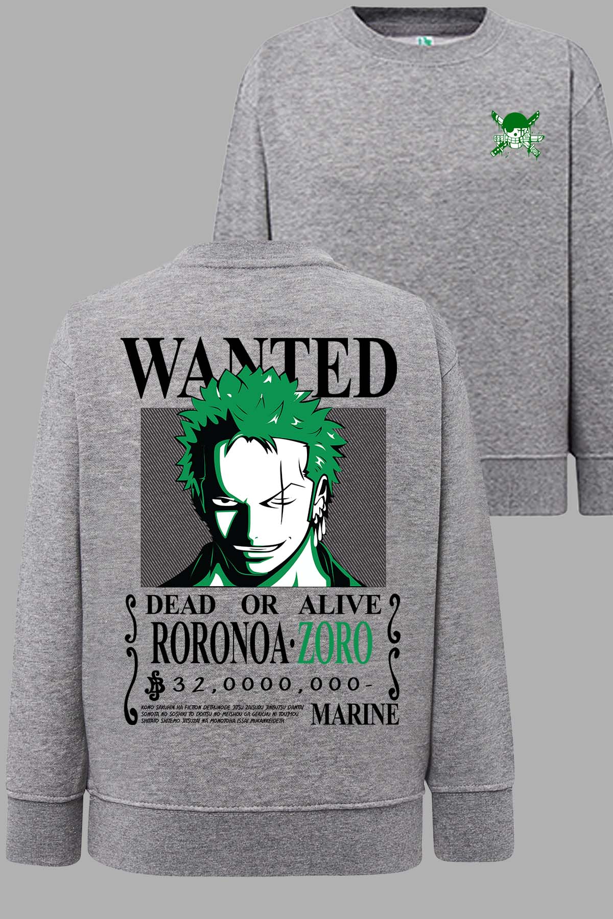 COULEUR:Gris|Sweat Col Rond Homme | Wanted Roronoa Gris