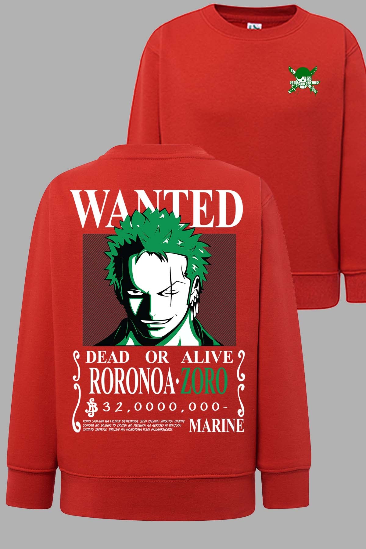 COULEUR:Rouge|Sweat Col Rond Homme | Wanted Roronoa Rouge