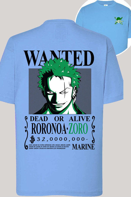 COULEUR:Bleu Ciel|T-shirt Garçon | Wanted Roronoa Bleu Ciel