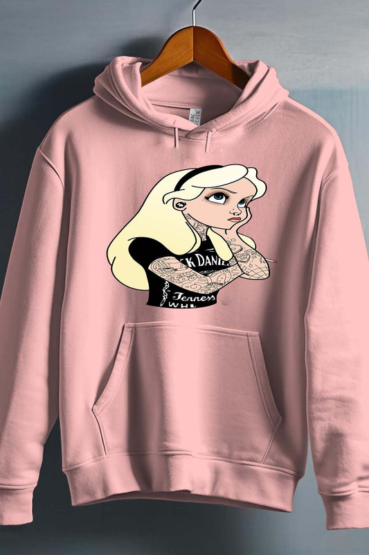 COULEUR:Rose|Sweat Capuche Fille | alice tatoué Rose
