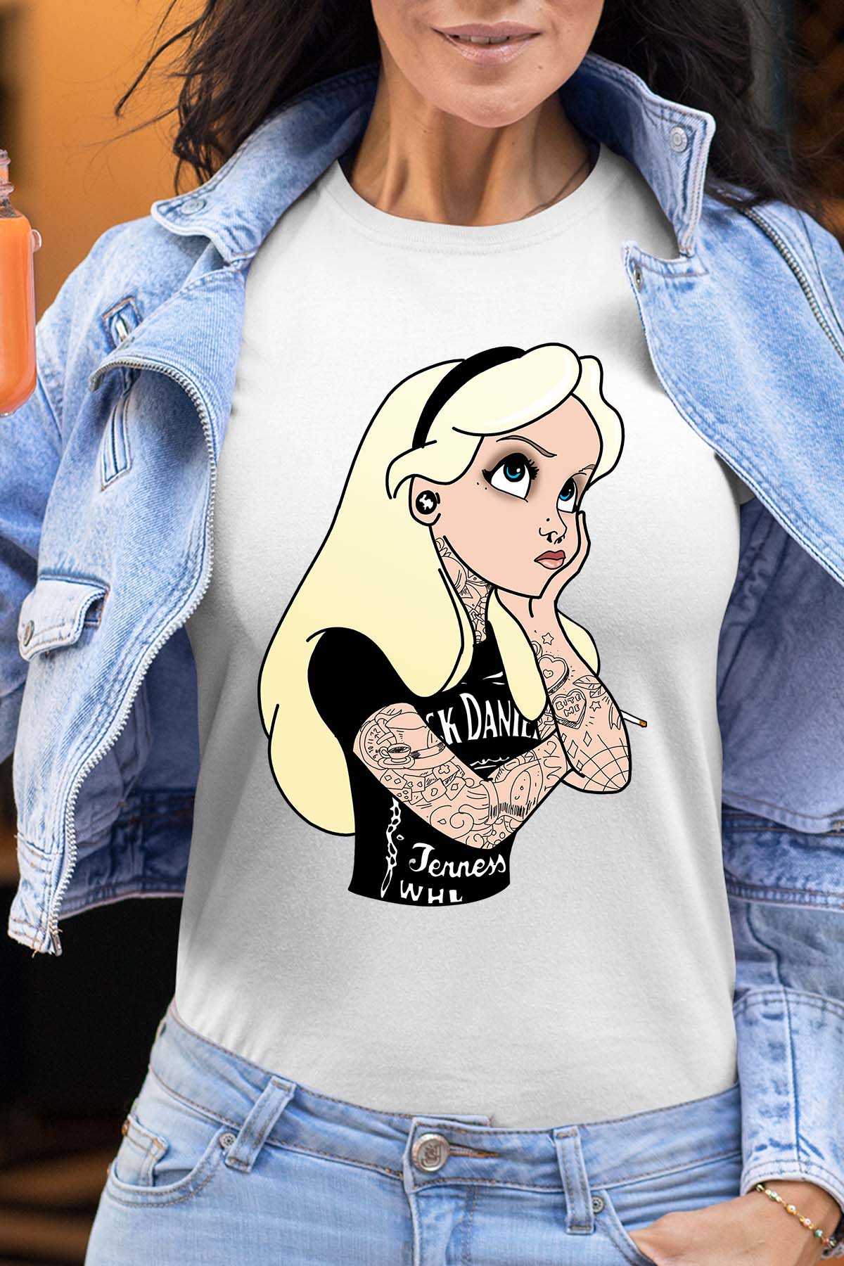 COULEUR:Blanc|T-shirt Femme | alice tatoué Blanc