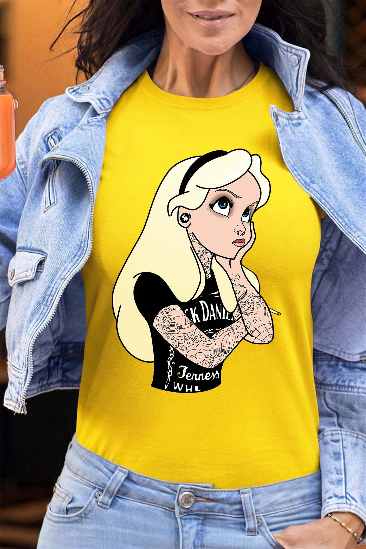 COULEUR:Jaune|T-shirt Femme | alice tatoué Jaune