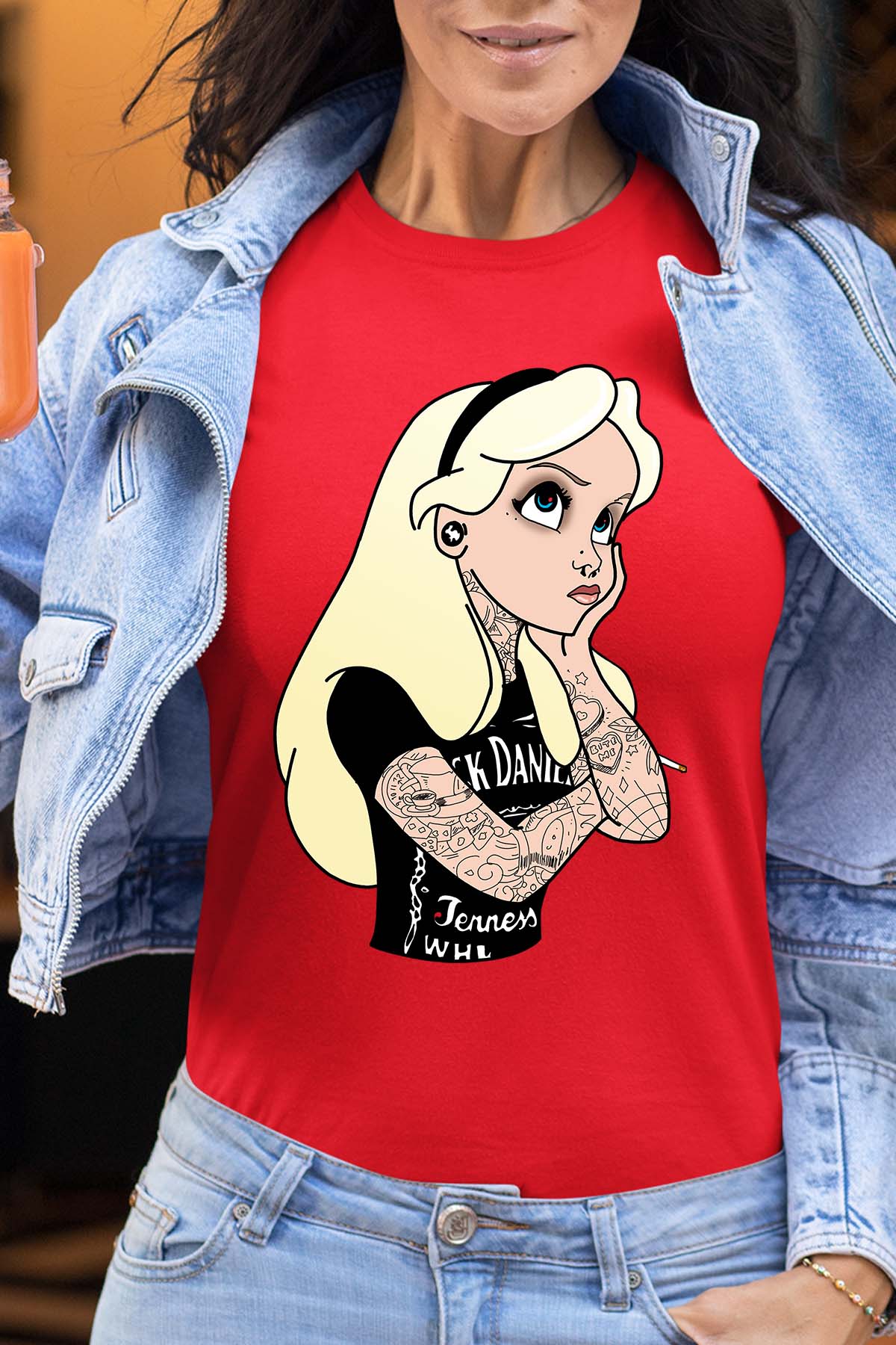COULEUR:Rouge|T-shirt Femme | alice tatoué Rouge