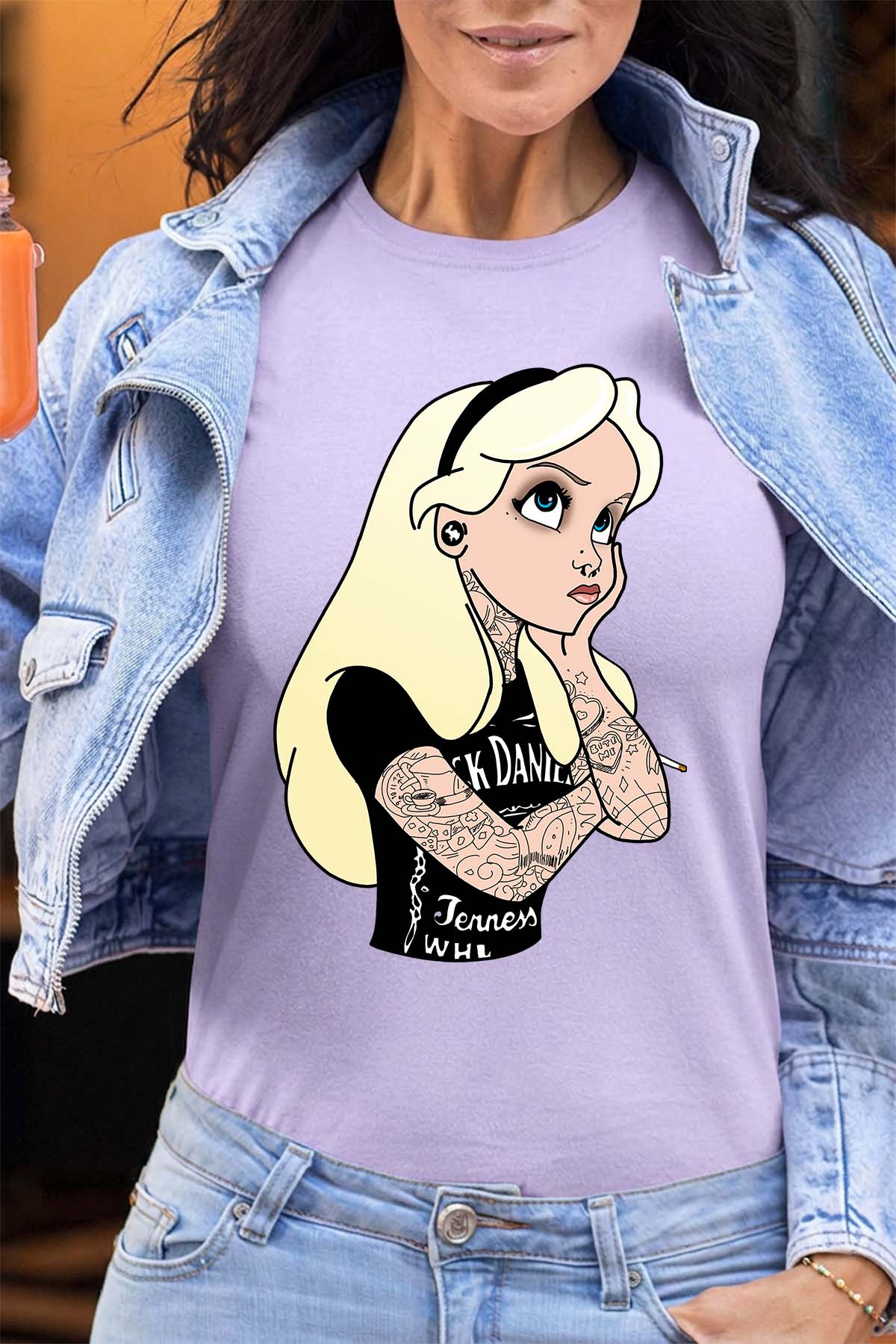 COULEUR:Violet|T-shirt Femme | alice tatoué Violet