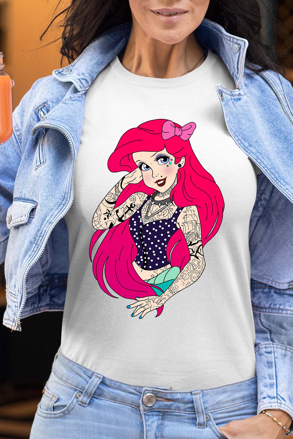 COULEUR:Blanc|T-shirt Femme | ariel tatoué Blanc
