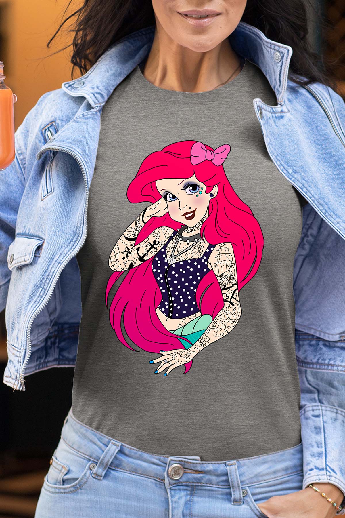 COULEUR:Gris|T-shirt Femme | ariel tatoué Gris
