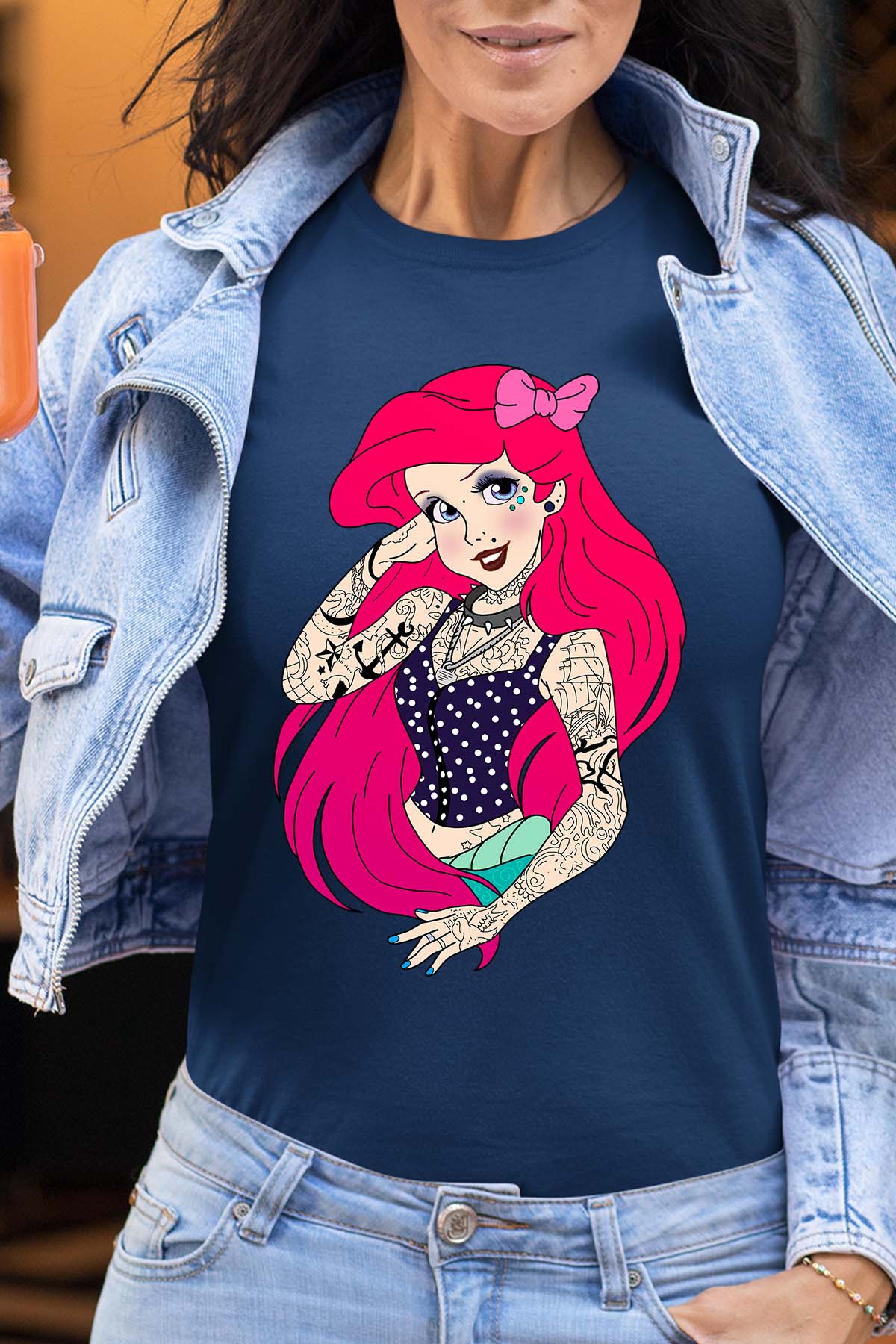 COULEUR:Marine|T-shirt Femme | ariel tatoué Marine