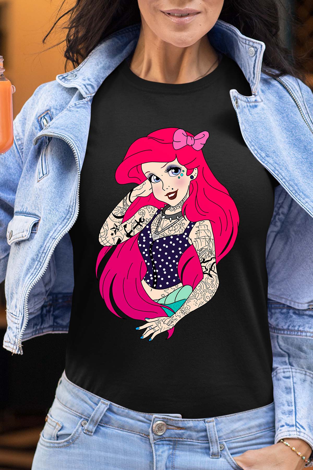 COULEUR:Noir|T-shirt Femme | ariel tatoué Noir