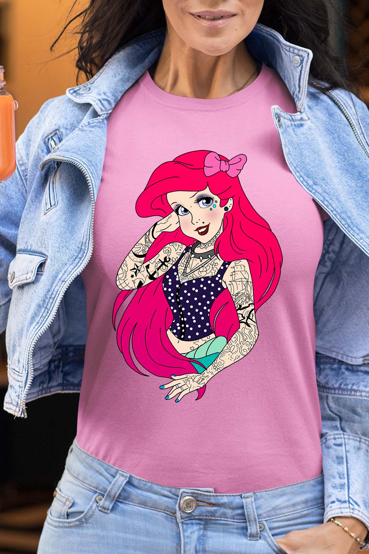 COULEUR:Rose|T-shirt Femme | ariel tatoué Rose