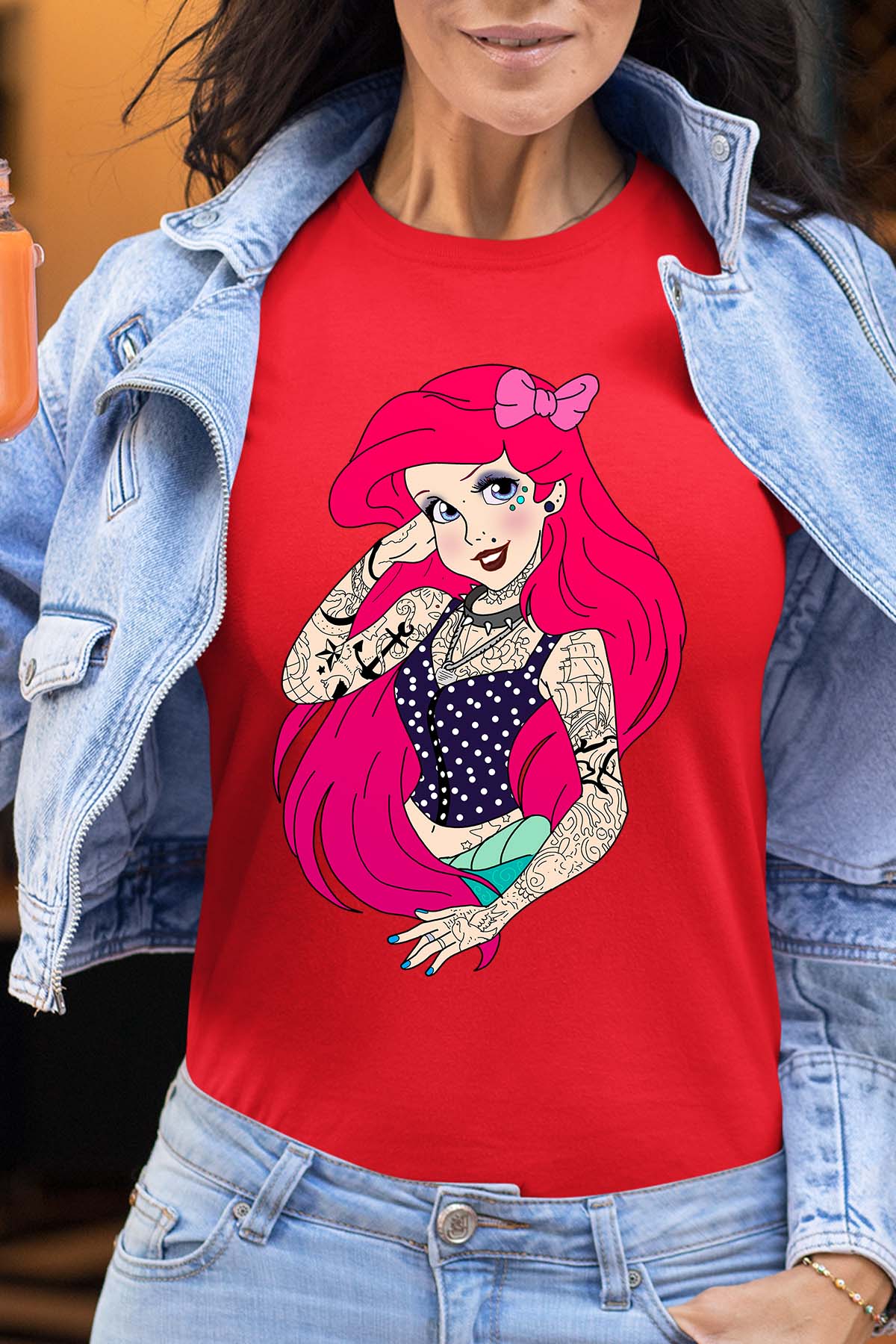 COULEUR:Rouge|T-shirt Femme | ariel tatoué Rouge