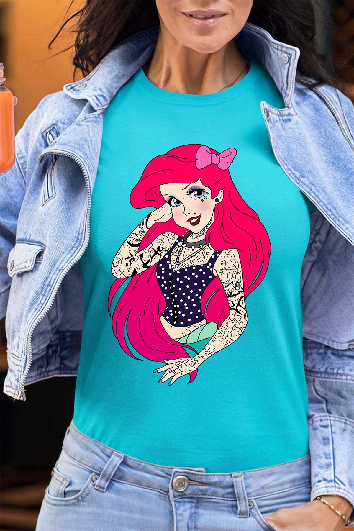 COULEUR:Turquoise|T-shirt Femme | ariel tatoué Turquoise