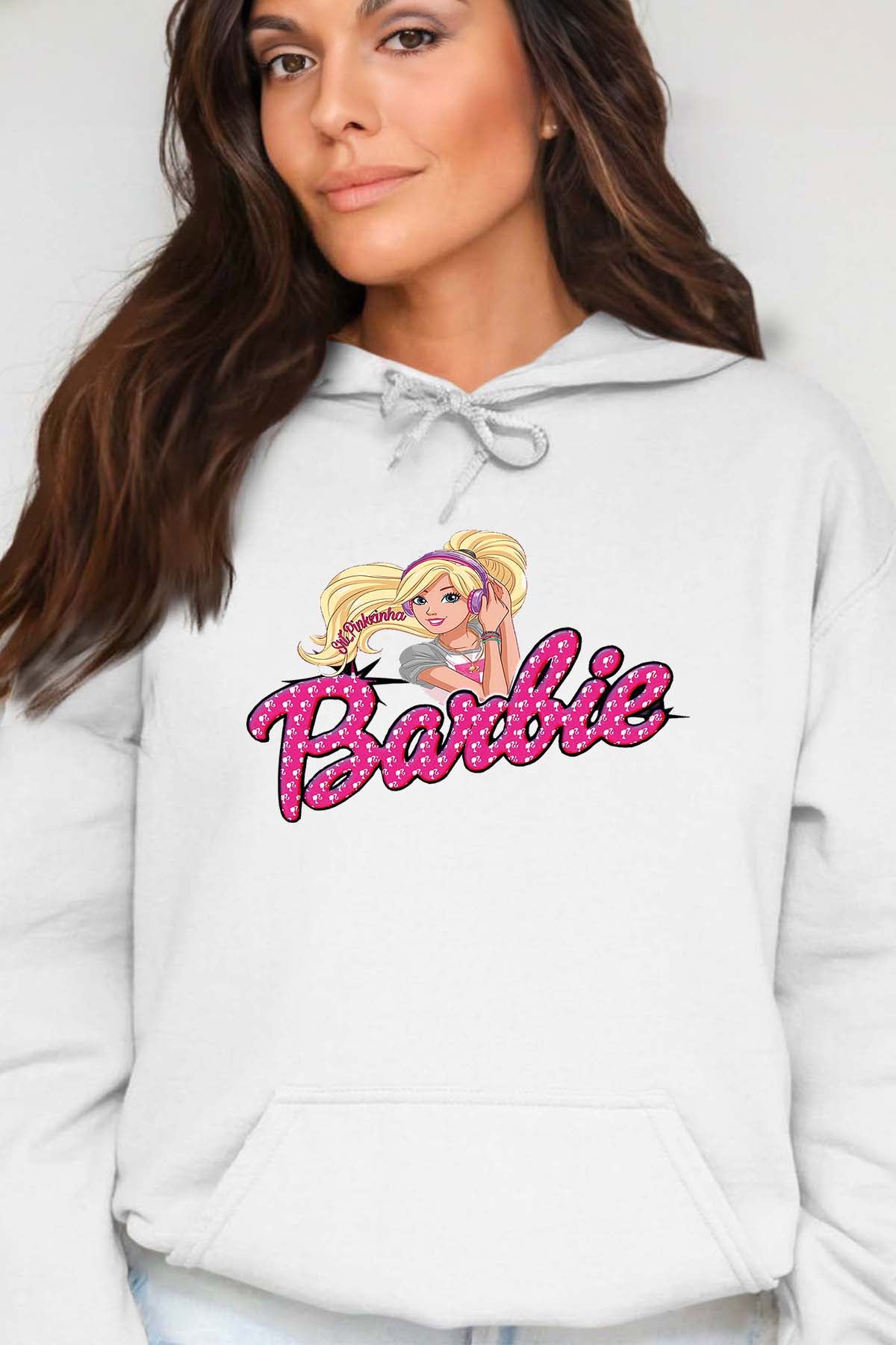 COULEUR:Blanc|Sweat Capuche Femme | barbie Music Blanc