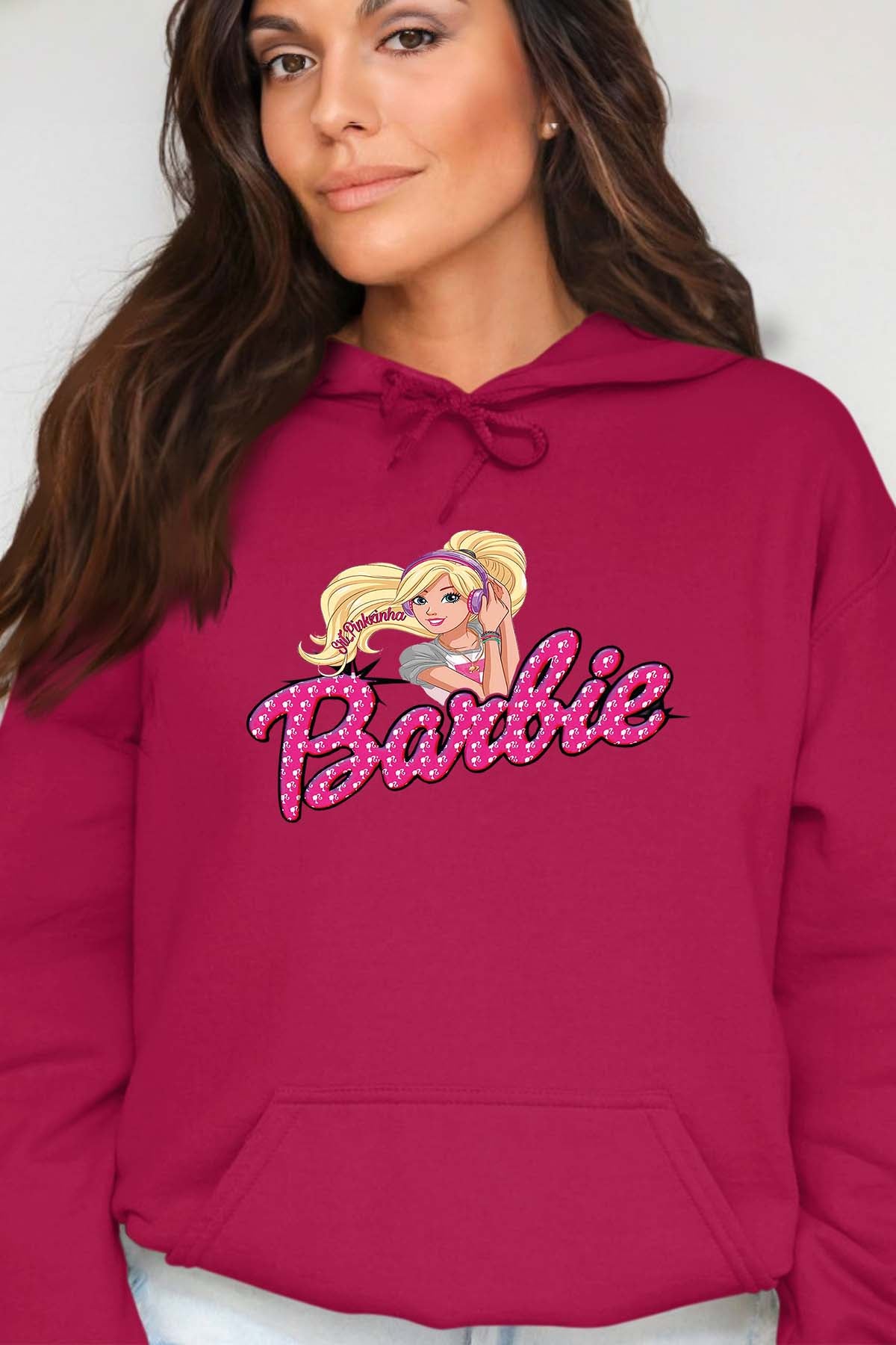 COULEUR:Bordeaux|Sweat Capuche Femme | barbie Music Bordeaux