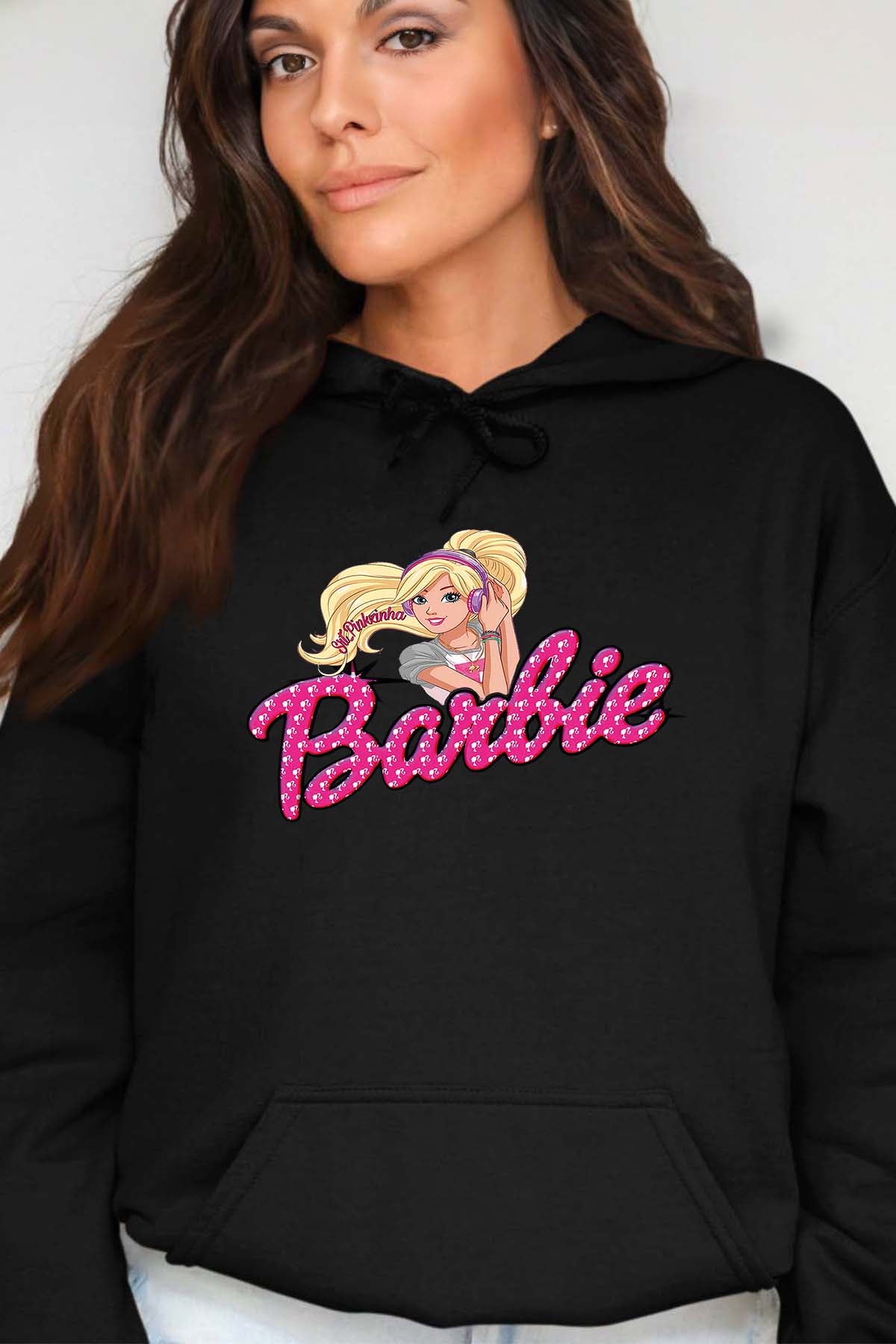 COULEUR:Noir|Sweat Capuche Femme | barbie Music Noir