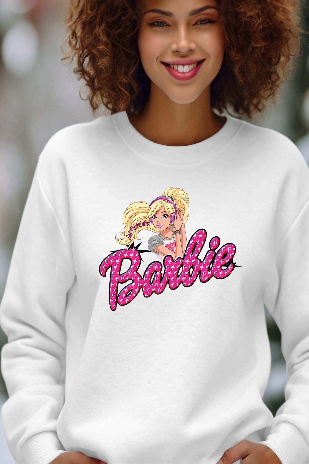 COULEUR:Blanc|Sweat Col Rond Femme | barbie Music Blanc