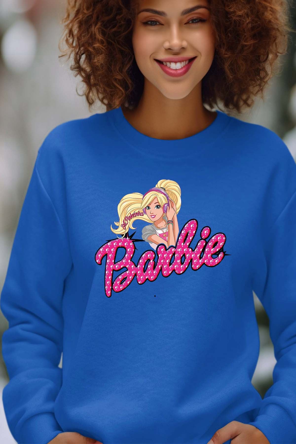 COULEUR:Bleu Roi|Sweat Col Rond Femme | barbie Music Bleu Roi