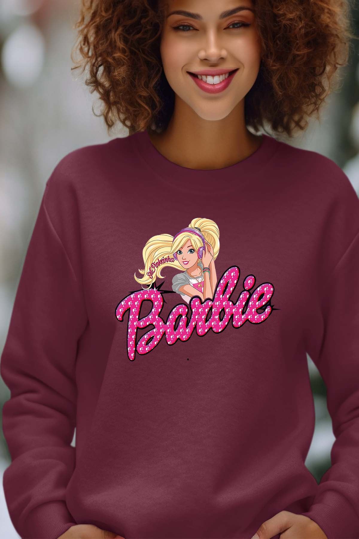 COULEUR:Bordeaux|Sweat Col Rond Femme | barbie Music Bordeaux