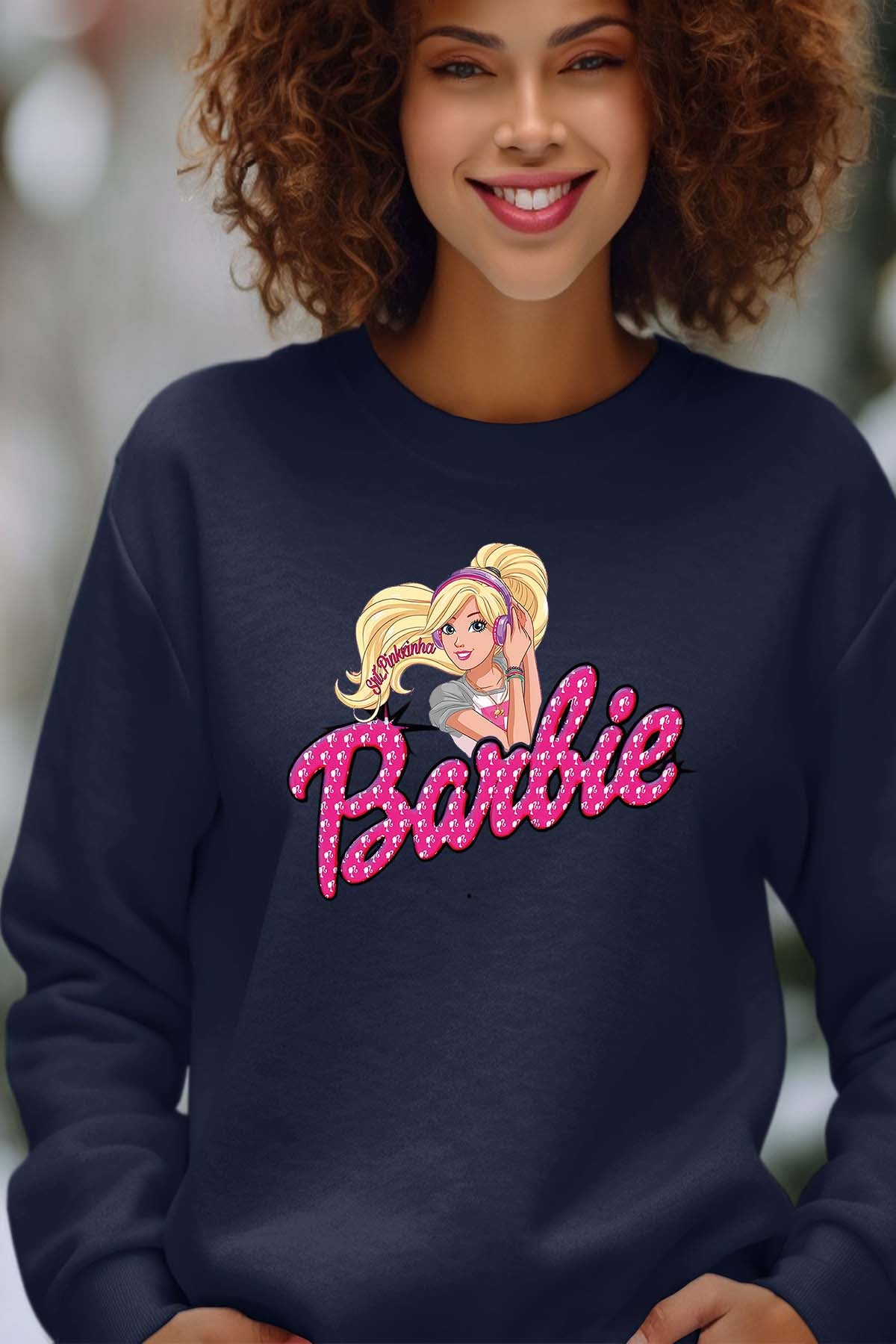 COULEUR:Marine|Sweat Col Rond Femme | barbie Music Marine