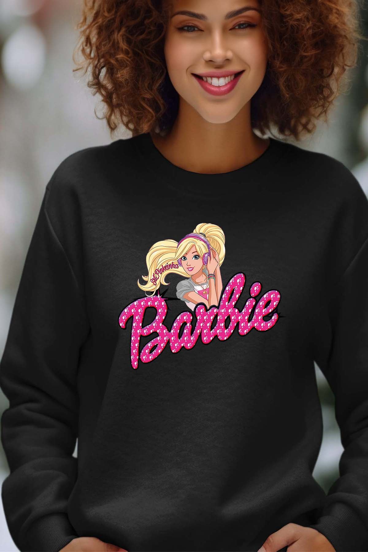 COULEUR:Noir|Sweat Col Rond Femme | barbie Music Noir