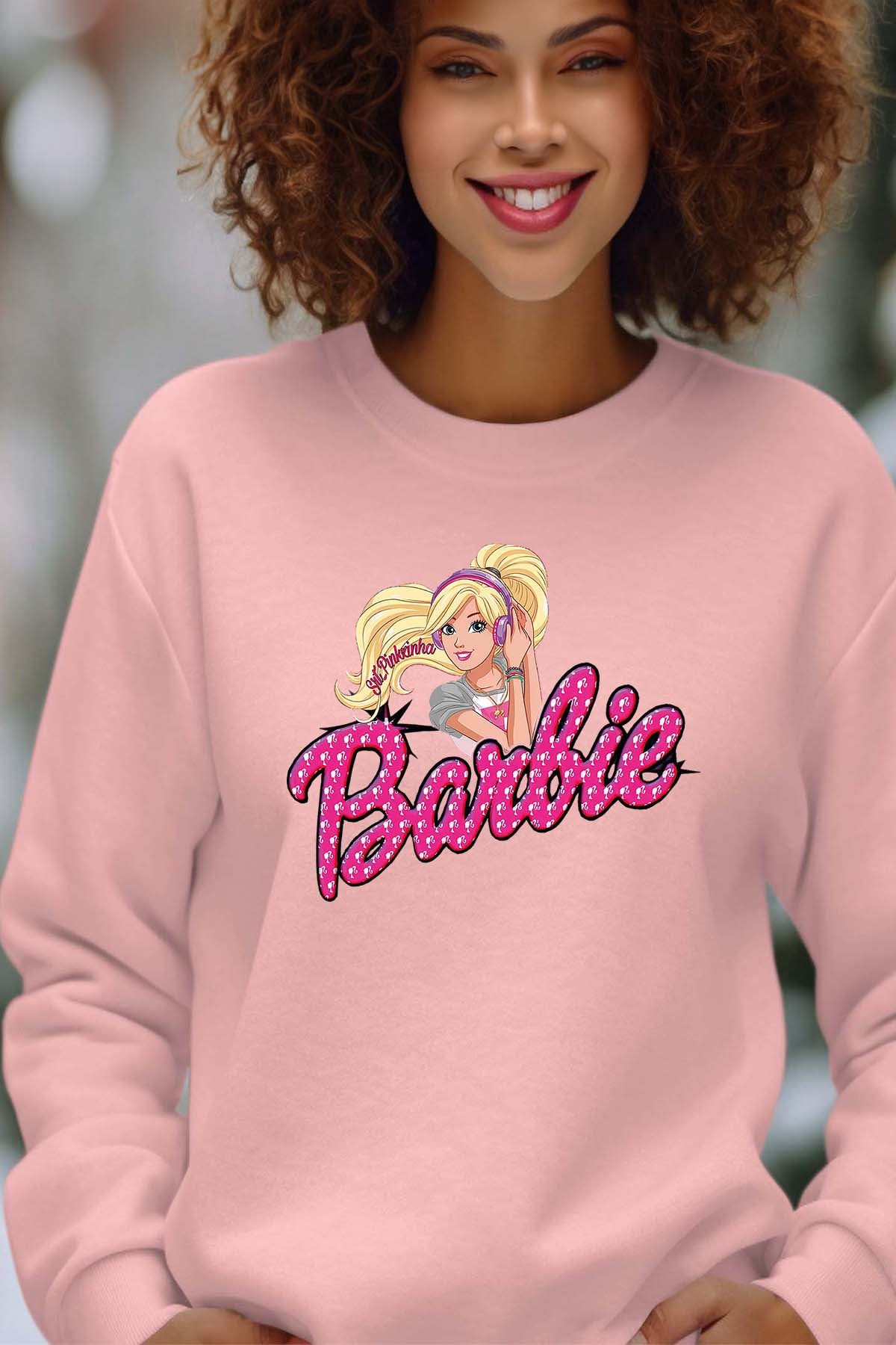COULEUR:Rose|Sweat Col Rond Femme | barbie Music Rose