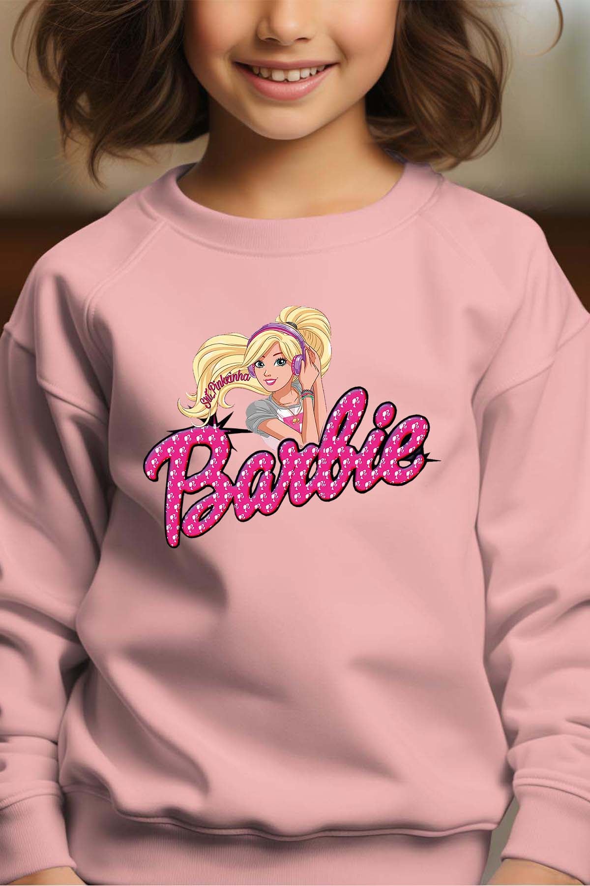 COULEUR:Rose|Sweat Col Rond Fille | barbie Music Rose