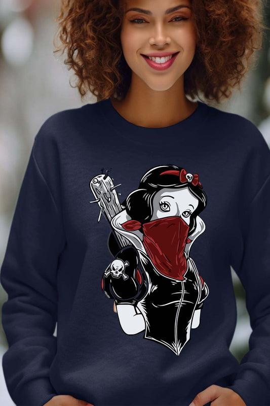 COULEUR:Marine|Sweat Col Rond Femme | blanche neige bate Marine