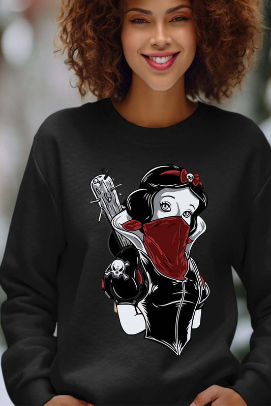 COULEUR:Noir|Sweat Col Rond Femme | blanche neige bate Noir