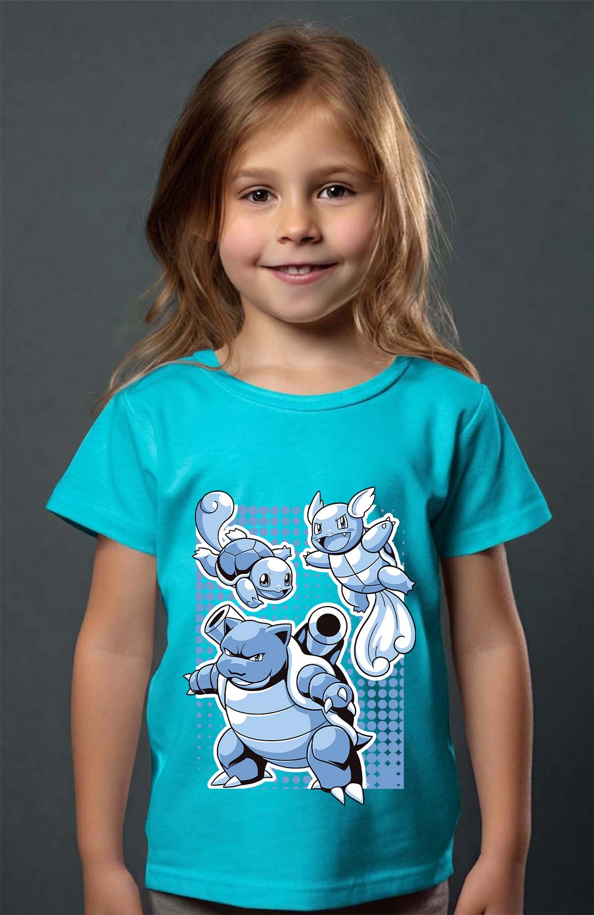 COULEUR:Turquoise|T-shirt Fille | blastoise Turquoise