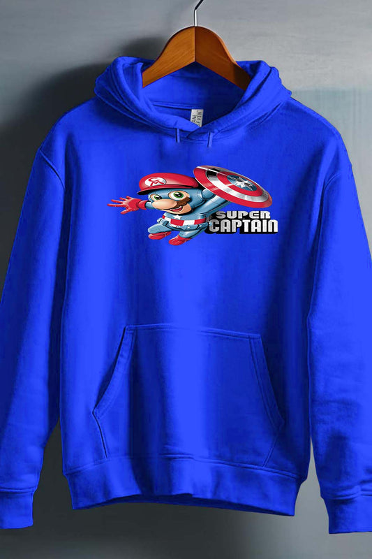 COULEUR:Bleu Roi|Sweat Capuche Homme | captain mario Bleu Roi