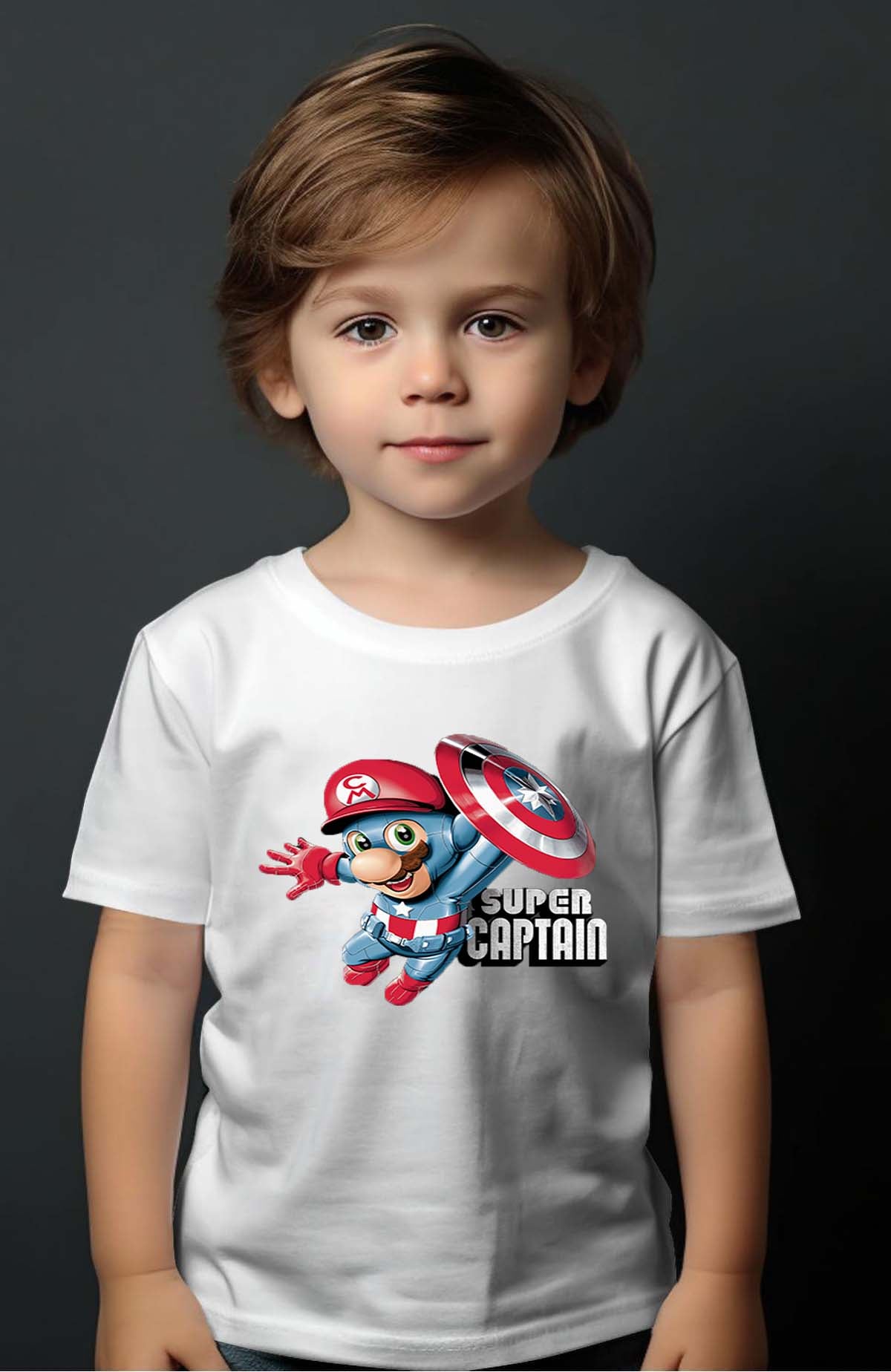 COULEUR:Blanc|T-shirt Garçon | captain mario Blanc