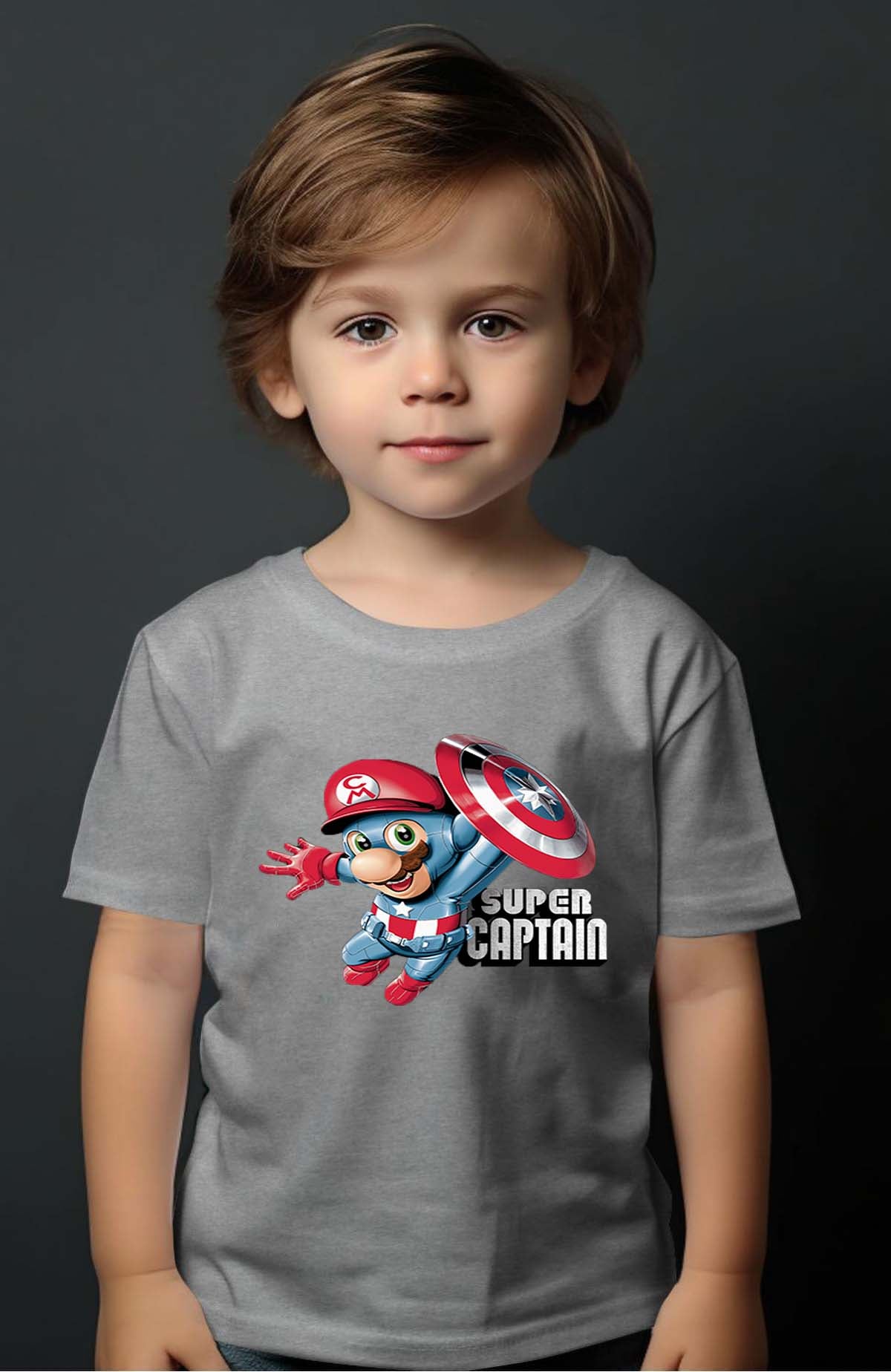 COULEUR:Gris|T-shirt Garçon | captain mario Gris
