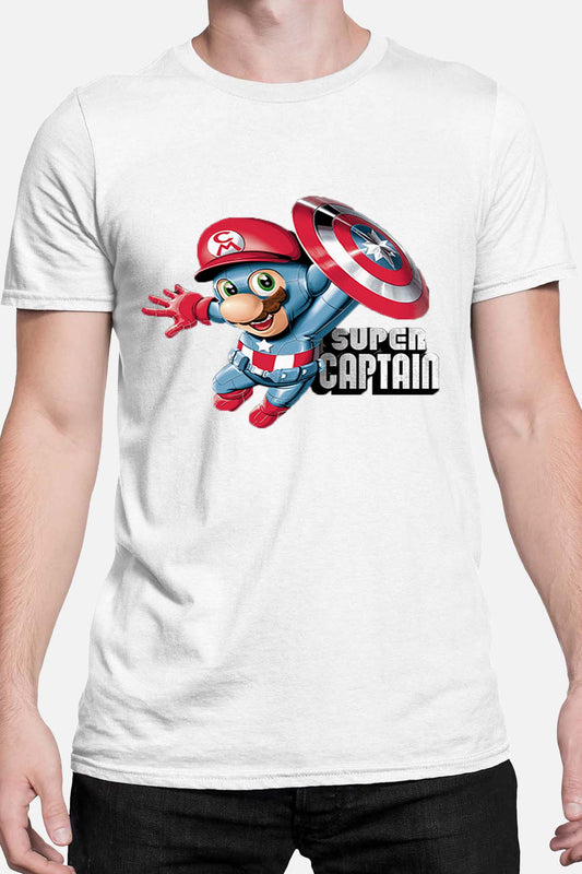 COULEUR:Blanc|T-shirt Homme | captain mario Blanc