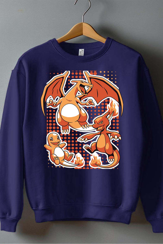 COULEUR:Marine|Sweat Col Rond Garçon | charizard Marine
