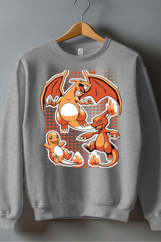 COULEUR:Gris|Sweat Col Rond Homme | charizard Gris