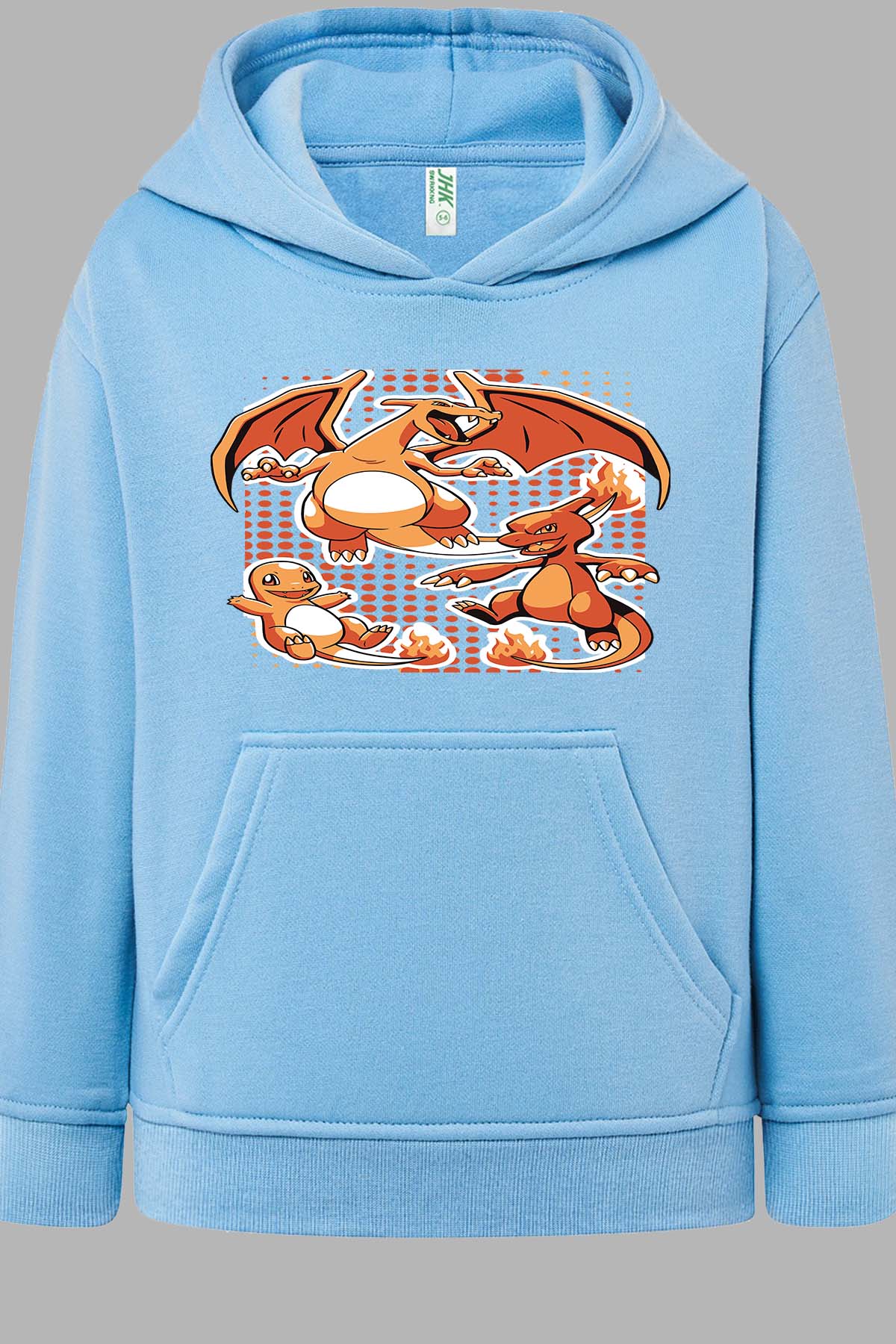 COULEUR:Bleu Ciel|Sweat Capuche Fille | charizard Bleu Ciel